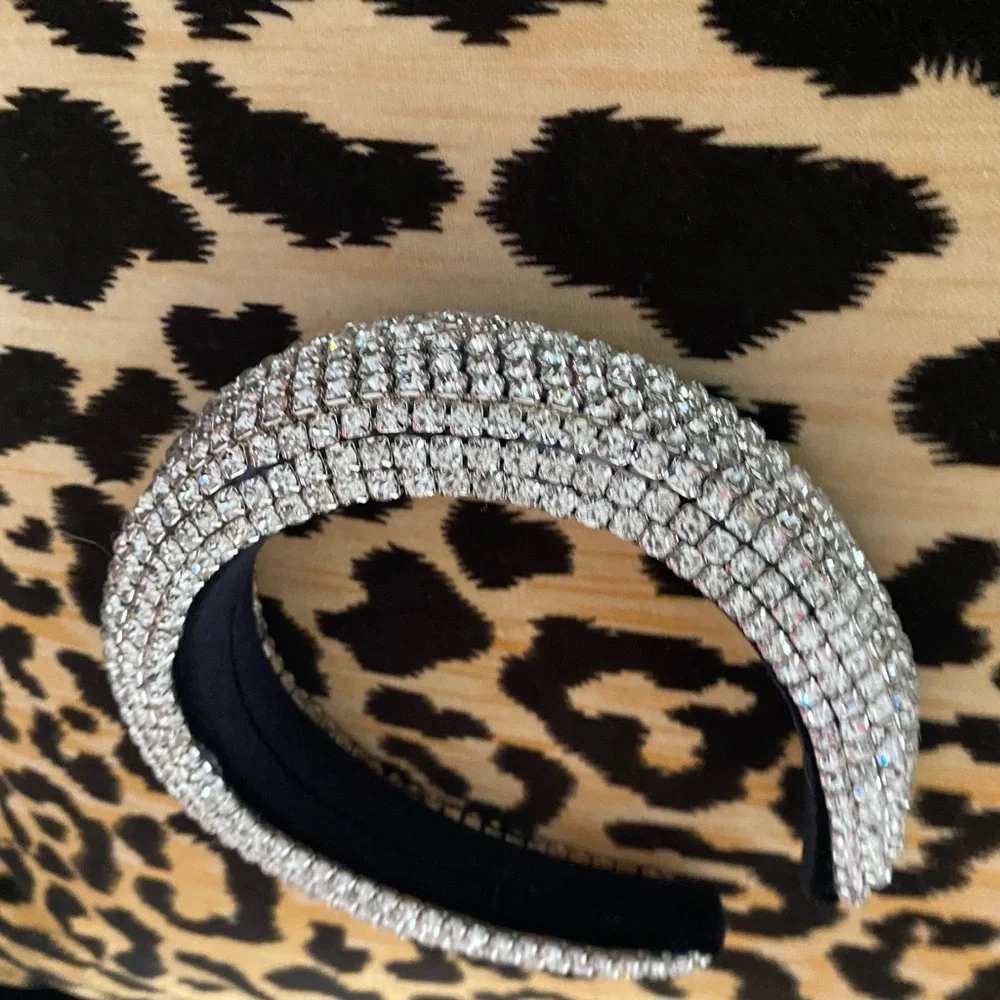 Crystal Embellished Padded Headband - Silver
